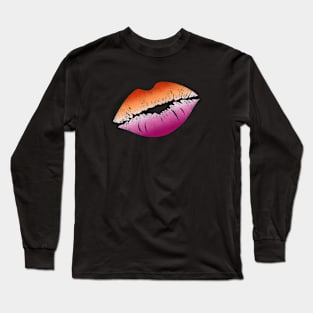 Lesbian Pride Flag Kissing Lips Long Sleeve T-Shirt